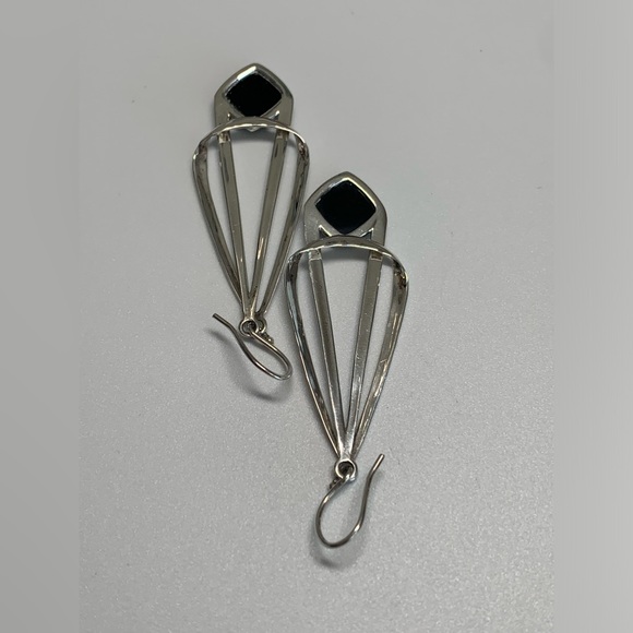 Silpada Vintage Textured Sterling Silver Faceted Onyx MIDNIGHT Earrings - Picture 8 of 11